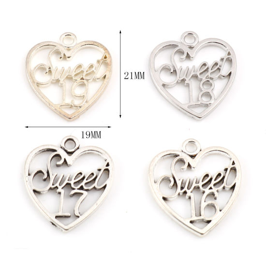 Immagine di Lega di Zinco Charms Cuore Multicolore Filigrana 21mm x 19mm , 20 Pz