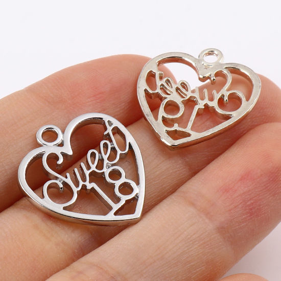 Immagine di Lega di Zinco Charms Cuore Multicolore Filigrana 21mm x 19mm , 20 Pz