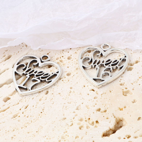 Immagine di Lega di Zinco Charms Cuore Multicolore Filigrana 21mm x 19mm , 20 Pz