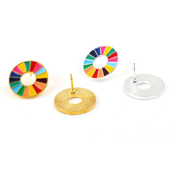 Imagen de Pin Broches Anillo Multicolor Esmalte 20mm Dia., 1 Unidad