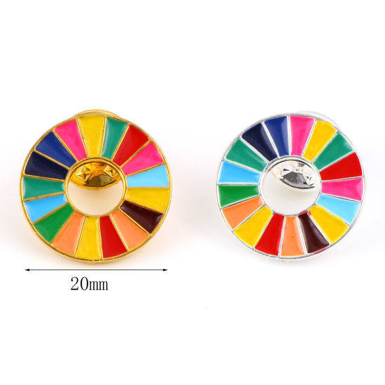 Imagen de Pin Broches Anillo Multicolor Esmalte 20mm Dia., 1 Unidad