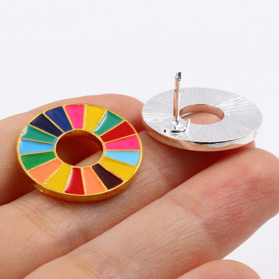 Imagen de Pin Broches Anillo Multicolor Esmalte 20mm Dia., 1 Unidad