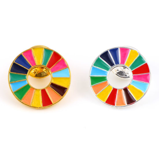 Imagen de Pin Broches Anillo Multicolor Esmalte 20mm Dia., 1 Unidad