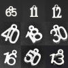 Image de Breloque en Alliage de Zinc Chiffre " 20 " Argenté 12mm x 10mm, 10 Pcs