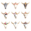 Изображение Цинковый Сплав Подвески Корова Позолоченный Разноцветный С Эмалью 22мм x 21мм, 10 ШТ