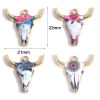 Picture of Zinc Based Alloy Charms Gold Plated Multicolor Cow Animal Enamel 22mm x 21mm, 10 PCs