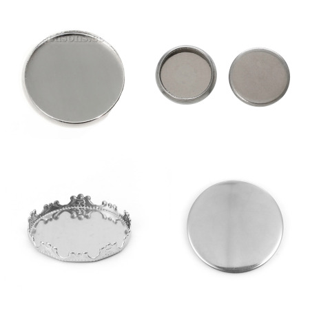 Stainless Steel Cabochon Frame Settings Silver Tone