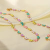 Picture of 304 Stainless Steel Ins Style Bracelets 18K Gold Plated Multicolor Daisy Flower Butterfly Enamel 17cm(6 6/8") long