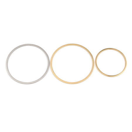 304 Stainless Steel Connectors Charms Pendants Multicolor Circle Ring 35mm Dia.