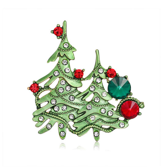 素敵 ブローチ クリスマスツリー クリスマス ジャラジャラベル 多色 エナメル 1 個 の画像