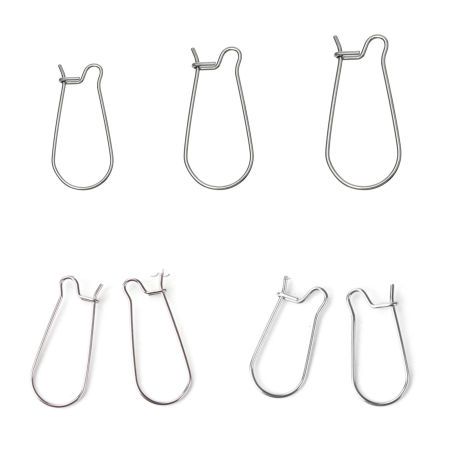 Stainless Steel Ear Wire Hooks Earring Findings Silver Tone 20mm( 6/8") x 10mm( 3/8"), Post/ Wire Size: (21 gauge), 50 PCs