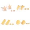 Picture of 304 Stainless Steel Ear Post Stud Earrings Round Gold Plated W/ Loop 20mm Dia., Post/ Wire Size: (21 gauge), 10 PCs