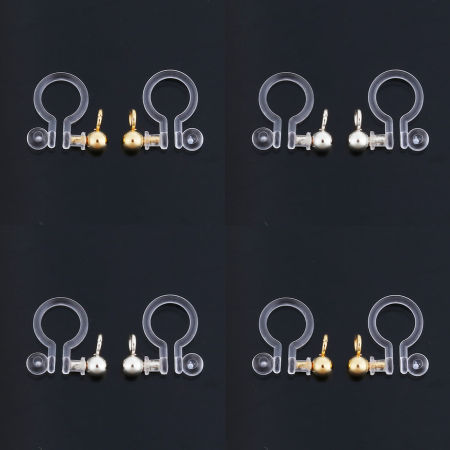Resina Clip de Oreja Ronda Tono de Plata W/ Lazo 11mm x 11mm, 10 Unidades