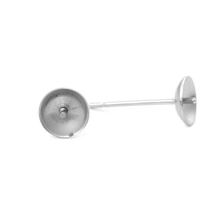 304 Stainless Steel Ear Post Stud Earrings Round Silver Tone 6mm( 2/8") Dia., Post/ Wire Size: (21 gauge), 30 PCs