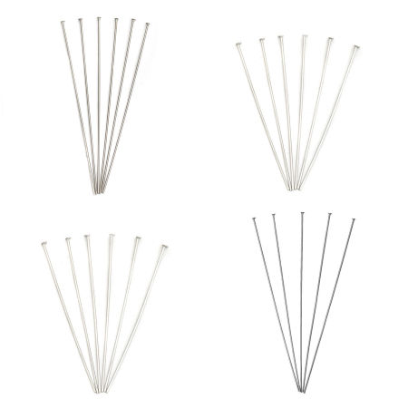 304 Stainless Steel Head Pins Silver Tone 5cm(2") long, 0.7mm (21 gauge), 100 PCs