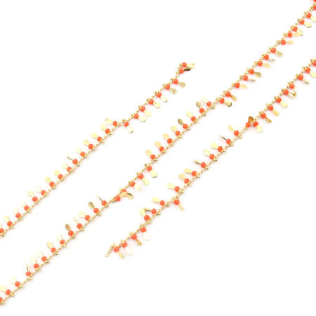 304 Stainless Steel & Glass Link Curb Chain Drop Gold Plated Grayish White 8x3mm, 1 M