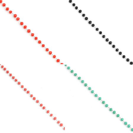 304 Stainless Steel Beaded Chain For Handmade DIY Jewelry Making Findings Multicolor