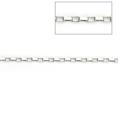 Chaîne Maille Vénitienne en Acier Inoxydable Argent Mat 2.5x2.5mm, 10 M