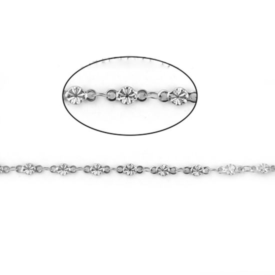 Picture of Stainless Steel Link Chain Leaf Silver Tone 10x4mm( 3/8" x 1/8"), 5 M
