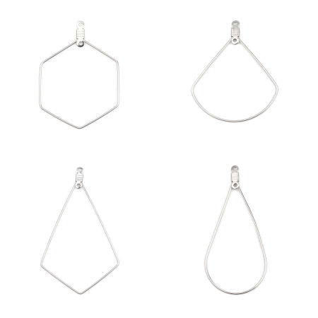 Acero Inoxidable Colgantes Gota Tono de Plata 50mm x 23mm, 10 Unidades