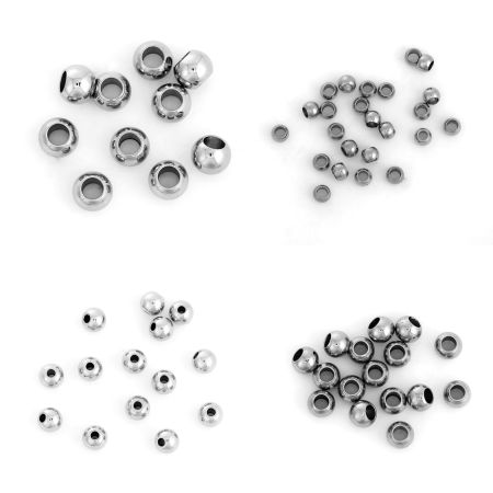 304 Acero Inoxidable Cuentas Semillas Tambor Tono de Plata Aprox 3mm Dia, Agujero: Aprox 1.8mm, 30 Unidades