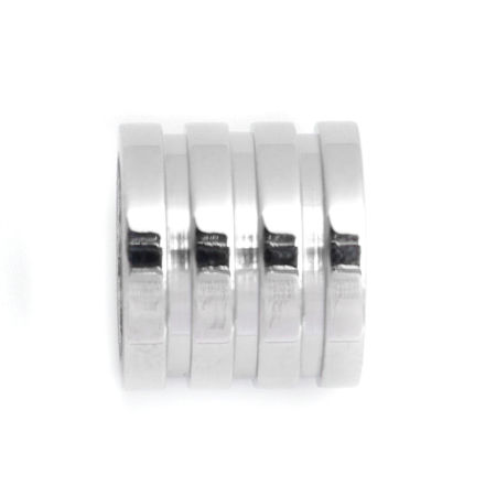 304 Stainless Steel Casting Beads Cylinder Silver Tone Stripe 13mm x 9mm, Hole: Approx 8.1mm, 1 Piece