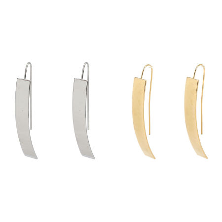 304 Stainless Steel Earrings Gold Plated Arc 5.1cm x 0.7cm, Post/ Wire Size: (21 gauge), 1 Pair