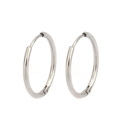 304 Acero Inoxidable Pendientes Círculos Tono de Plata Ronda 19mm Dia., Post/ Wire Size: (21 gauge), 2 Unidades