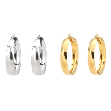 304 Stainless Steel Hoop Earrings Silver Tone Round 3.7cm x 3.3cm, Post/ Wire Size: (17 gauge), 1 Pair