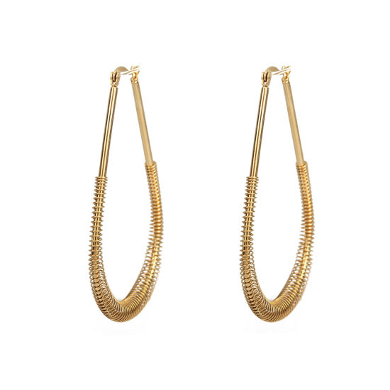 Image de Boucles d'Oreilles Créole Anneaux en 304 Acier Inoxydable Argent Mat Cœur 3.5cm x 2.9cm, Epaisseur de Fil: (17 gauge), 1 Paire