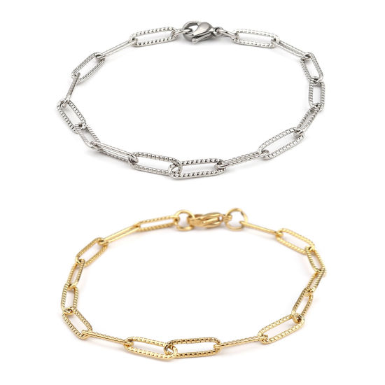 Immagine di Acciaio Inossidabile Braccialetti Tono Argento 19cm Lunghezza, 1 Pz