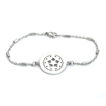 304 Stainless Steel Bracelets Silver Tone Heart 19cm(7 4/8") long, 1 Piece