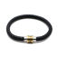 Изображение 304 Stainless Steel & Real Leather Bangles Bracelets Antique Silver Color Black Round Woven 19cm(7 4/8") long, 1 Piece