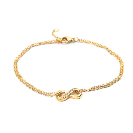Stainless Steel Bracelets Silver Tone Infinity Symbol Clear Cubic Zirconia 20cm(7 7/8") long, 1 Piece