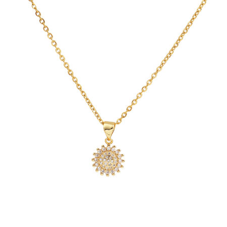 Изображение 316 Stainless Steel Micro Pave Necklace Gold Plated Girl Multicolour Cubic Zirconia 45cm(17 6/8") long, 1 Piece”