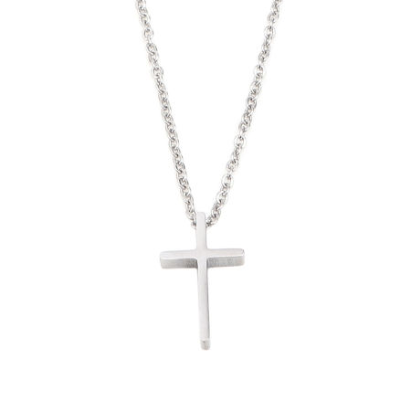 Изображение 304 Stainless Steel Religious Necklace Silver Tone Cross 45cm(17 6/8") long, 1 Piece