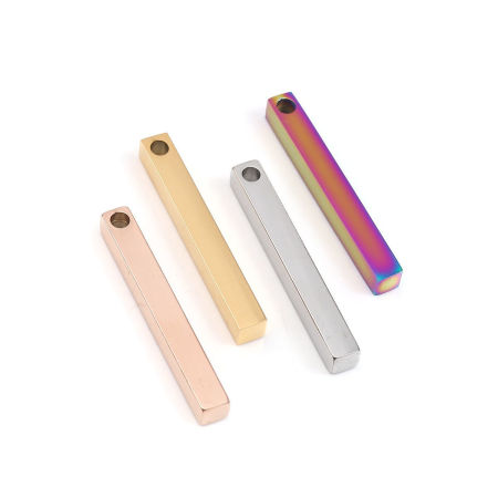 304 Stainless Steel Pendants Rectangle Silver Tone Blank Stamping Tags One Side 35mm x 5mm, 1 Piece