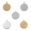 Picture of Stainless Steel Charms Round Disc Gold Plated Blank Stamping Tags One Side 24mm x 20mm, 3 PCs