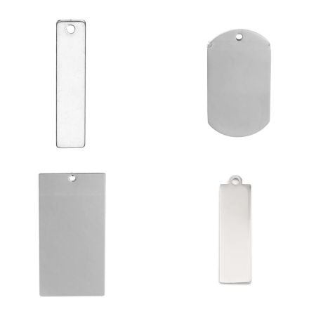 Imagen de Acero Inoxidable Colgantes Rectángulo Tono de Plata Puede Tallar Llana Un Lado 70mm x 35mm, 5 Unidades