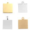 Изображение Stainless Steel Charms Square Gold Plated Blank Stamping Tags One Side 25mm x 20mm, 3 PCs