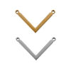 Picture of 304 Stainless Steel Chevron Connectors V-shaped Silver Tone Blank Stamping Tags One Side 25mm x 14mm, 1 Piece