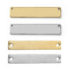 Picture of 304 Stainless Steel Coordinates Connectors Rectangle Silver Tone Blank Stamping Tags One Side 35mm x 5mm, 1 Piece