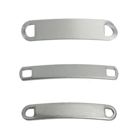 304 Stainless Steel Connectors Rectangle Silver Tone Blank Stamping Tags One Side 45mm x 10mm, 5 PCs