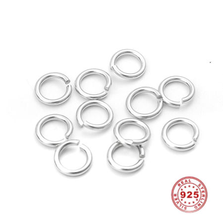 0.8mm Sterling Silber Offen Bindering Rund Platin Plattiert 4.5mm D., 10 Stück