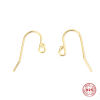 Picture of Sterling Silver Ear Wire Hooks Earring Findings Platinum Plated W/ Loop 21mm x 13mm, Post/ Wire Size: (22 gauge), 2 PCs