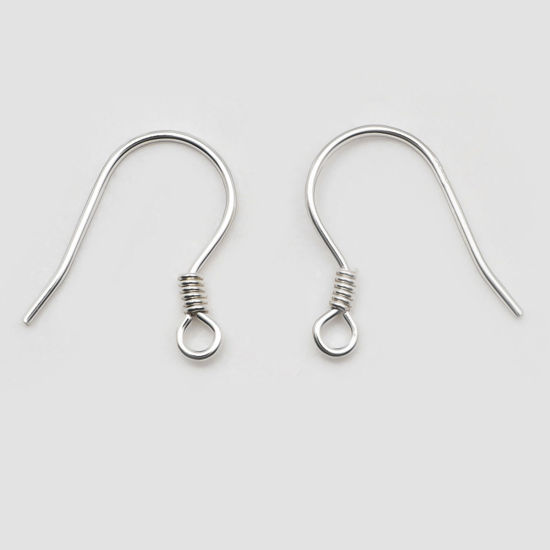 Изображение Sterling Silver Earrings Findings Silver W/ Loop 15mm x 14mm, Post/ Wire Size: (22 gauge), 1 Gram (Approx 6-8 PCs)