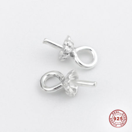 Sterling Silver Pearl Pendant Connector Bail Pin Cap Silver 7mm x 2.7mm, 1 Gram (Approx 15-16 PCs)
