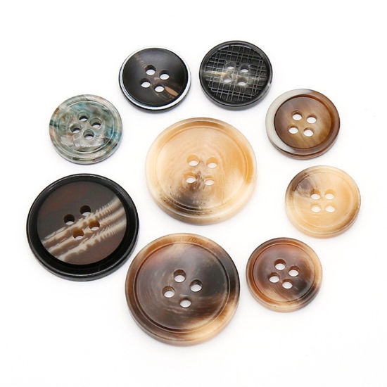 Picture of Resin Sewing Buttons Scrapbooking 4 Holes Round Multicolor