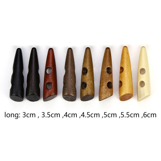 Picture of Natural Wood Horn Buttons Scrapbooking 2 Holes Multicolor