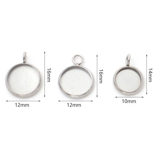 Imagen de Acero Inoxidable Colgantes Charms Ronda Tono de Plata Base Camafeo 10 Unidades